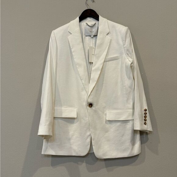 A.L.C.‎ Linen Blazer Size 10 White One Button Front - Picture 1 of 10